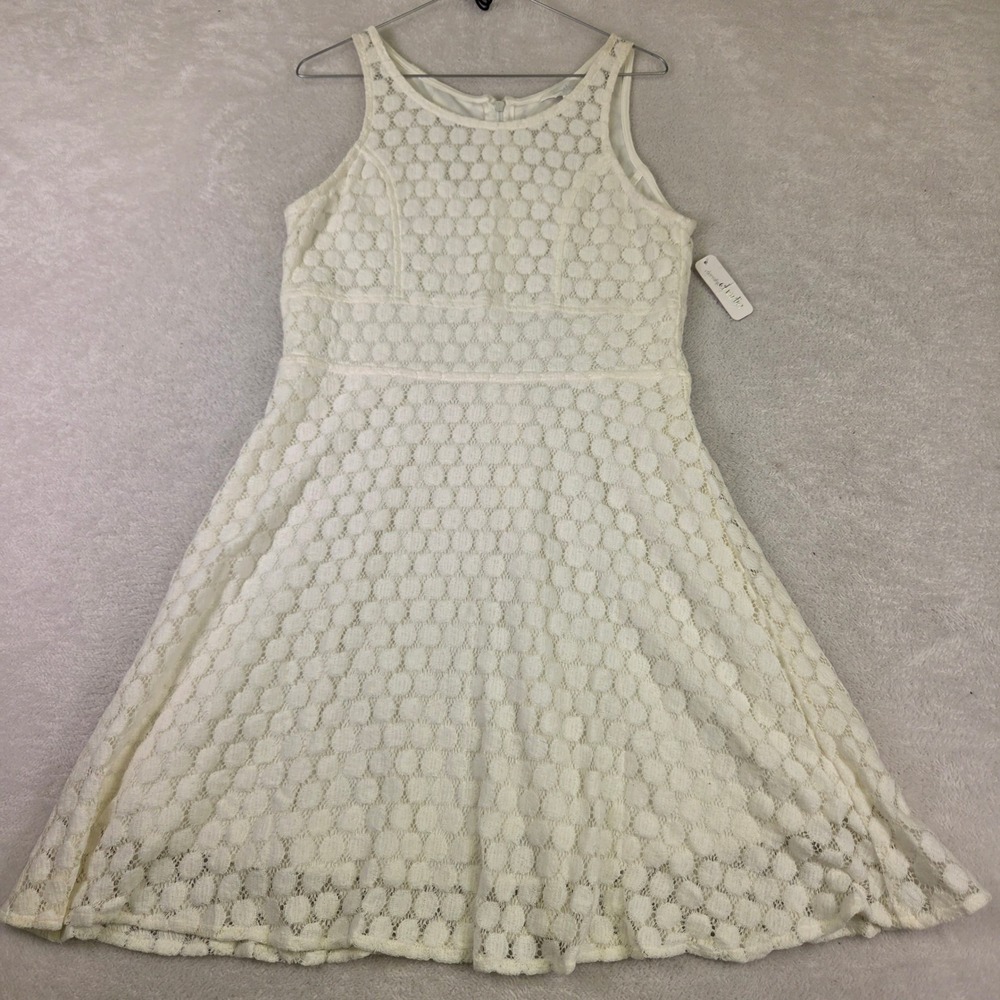Charming Charlie White Floral Lace Sleeveless Fit and Flare Dress NWT